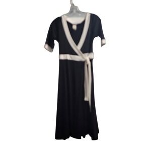 Hypnotic Women‎ Black White Wrap Midi Dress S Short Sleeve Casual Chic